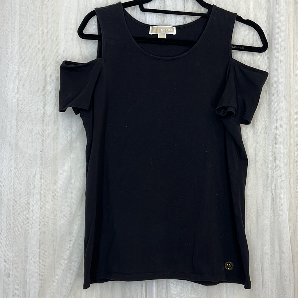 Michael Kors Black Cold Shoulder Short Sleeve Women Size L